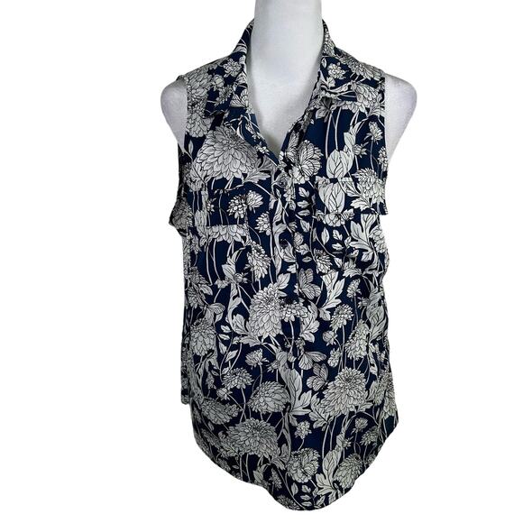 Banana Republic Tops - Banana Republic Navy White Sleeveless Button Down Tank Top Blouse Small Business